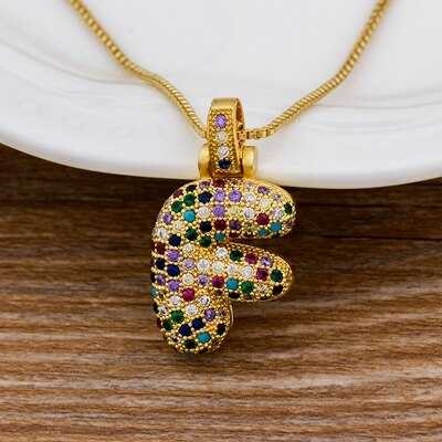 Alphabets Zirconia Pendant Necklace - Alphabet Design