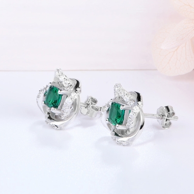 Vintage Emerald Lab Grown Diamonds Studs - Timeless Beauty