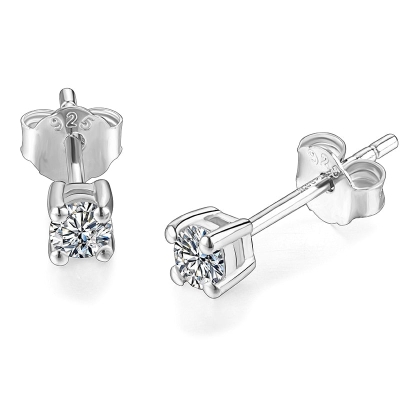 VVS1 D Round Cut 3.0MM Diamond Passed Moissanite Diamond 925 Sterling Silver Earring