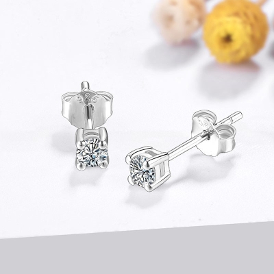 VVS1 D Round Cut 3.0MM Diamond Passed Moissanite Diamond 925 Sterling Silver Earring