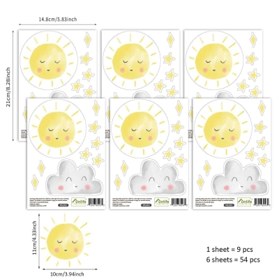 Sun Wall Stickers Wall Decal - Easy to Apply & Remove