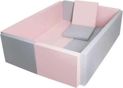 Super Large Soft Foam Ball Pit Foldable Sponge Crawling Fence Children's Playground - Pink and Grey