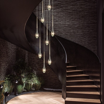 Crystal Drops Staircase Chandelier - Exquisite Home Lighting