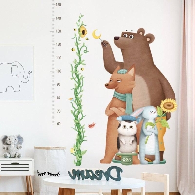 Kids Height Ruler Bear Wall Decal - Measure Growth