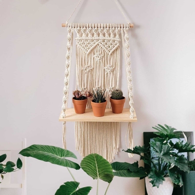 Macrame Shelf: Stylish Plant Display | Macrame Shelf