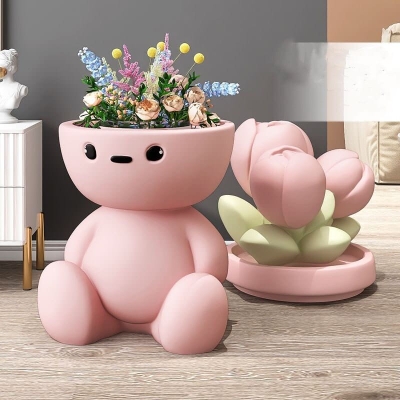 Flower Man Kids Room Storage Plant Statue