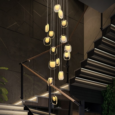 Crystal LED Pendant Chandelier &ndash; Rotating Staircase Lighting