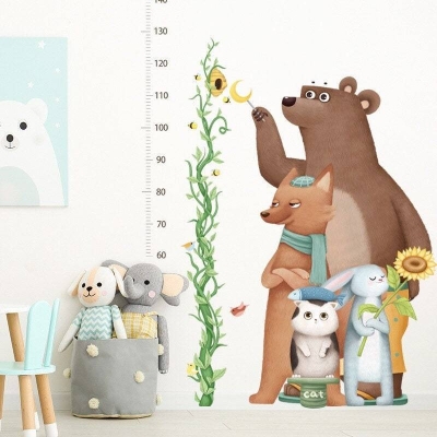 Kids Height Ruler Bear Wall Decal - Measure Growth