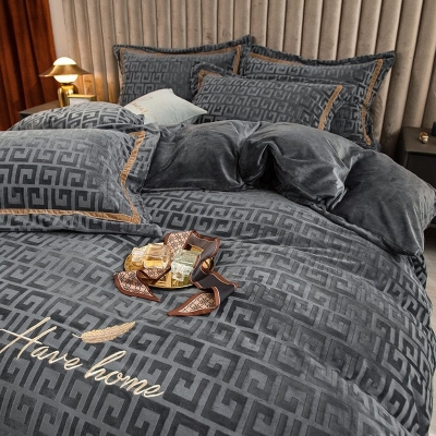 Luxury Winter Thick Milk Velvet Bedding Set Duvet Cover Pillowcase Set