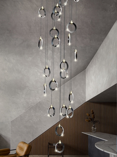 Black Minimalist Rotating Staircase Chandelier