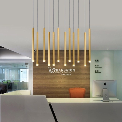Rectangle LED Restaurant Chandelier - Modern Golden Hanging Lamp
