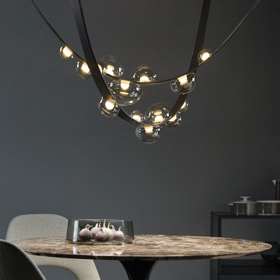 Creative LED Glass Ball Belt Chandelier Light
