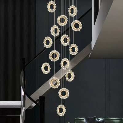 Rings LED Light Staircase Chandelier &ndash; Style Your Staircase