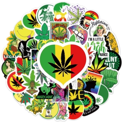 Spoof Character Leaves Smoking Stickers Pack | Famous Bundle Stickers | Waterproof Bundle Stickers