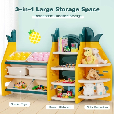 Kids Toy Storage: 3-in-1 Organiser & Bookshelf Corner Rack