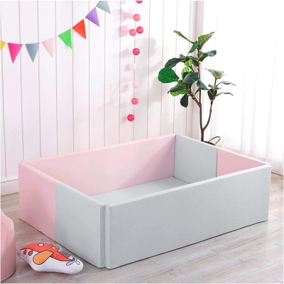 Super Large Soft Foam Ball Pit Foldable Sponge Crawling Fence Children's Playground - Pink and Grey