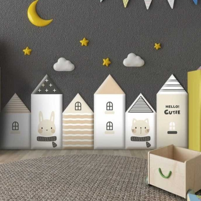 Whimsical Hobbit House Kids Wall Padded Safety Cushions
