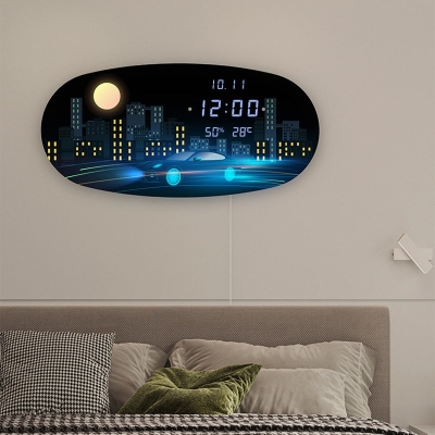 Oval Digital Wall Clock