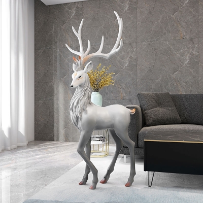 Snow Reindeer Statue for Home Decor
