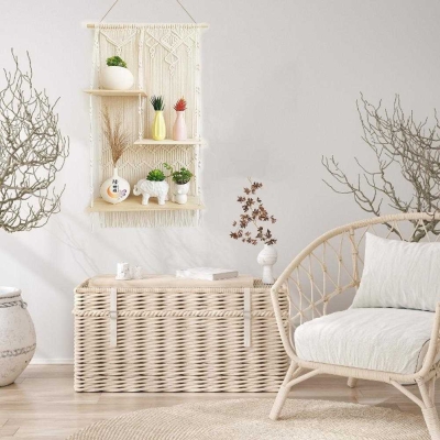 Woven Macrame Shelf: Handcrafted Wall D&eacute;cor