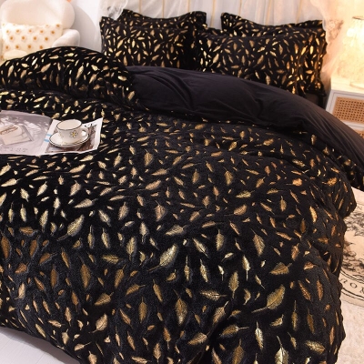 Autumn And Winter Milk Velvet Four-piece Bedding Set Padded Crystal Velvet Quilt Cover Sheets Bedding Warm Baby Velvet Three-piece Set