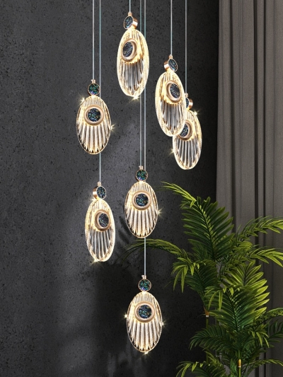 Crystal Shell Staircase Chandelier - Exquisite Lighting
