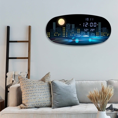 Oval Digital Wall Clock