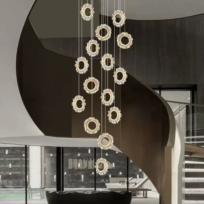 Rings LED Light Staircase Chandelier &ndash; Style Your Staircase