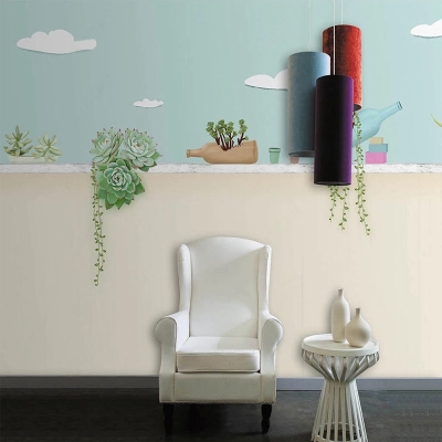Plants Pots on Wall Nursery Wallpaper