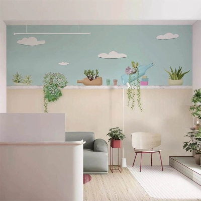 Plants Pots on Wall Nursery Wallpaper