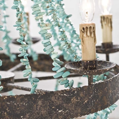 Mediterranean Turquoise Retro Chandelier - Unique Lighting