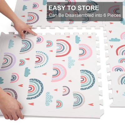 Soft Step Rainbow Play Mat - Extra Large 4ft x 6ft Non-Toxic Creative Baby Play Mat | Pack of 6 Tiles - 60x60cm per tile size
