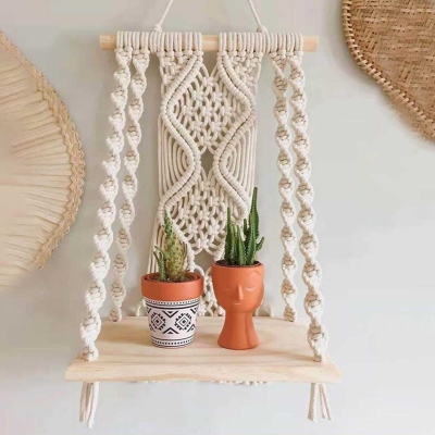 Woven Tapestry Shelf for Wall - Macrame Shelf