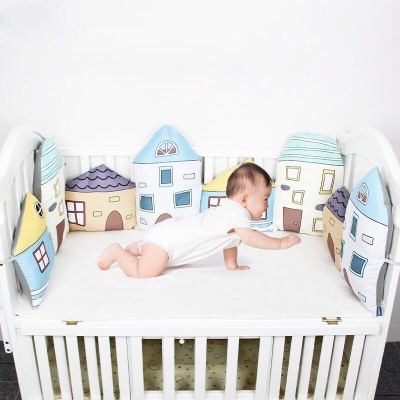 Plush Baby Bed Bumper House Theme | Baby Bedding Set Accessories | Infant Crib Bumpers