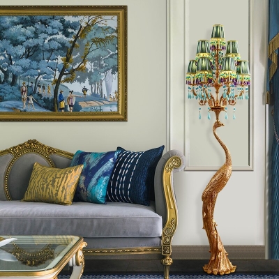 French Rococo Peacock Floor Lamp - Elegant Lighting