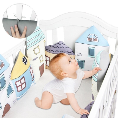 Plush Baby Bed Bumper House Theme | Baby Bedding Set Accessories | Infant Crib Bumpers