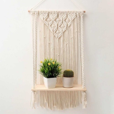 Macrame Shelf: Stylish Plant Display - Show Off Greenery